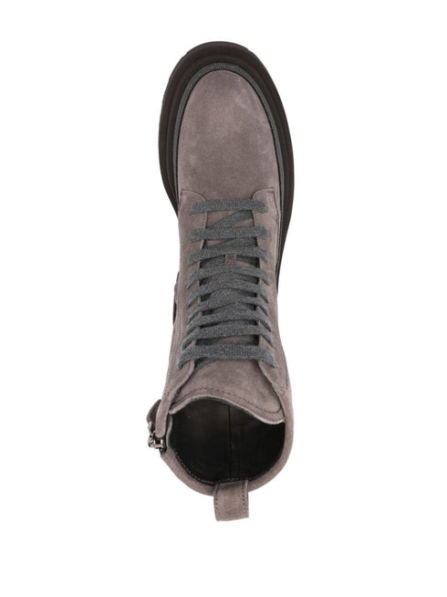 Monili-detail suede boots